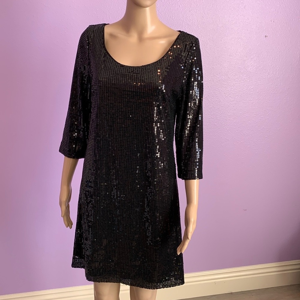 WHITE HOUSE BLACK MARKET Black Sequin Dress